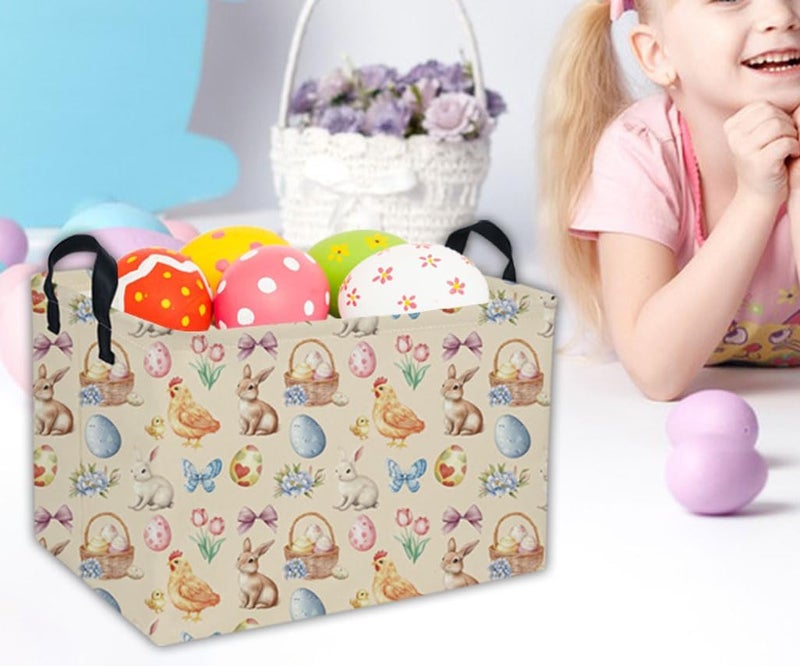 DDBASKET Easter Baskets for Kids Gift Basket Empty Baby Basket for Boys and Girls Rectangular Toy Storage Bins Organizer Bin Box Cute Room Decor for Home(Easter Baskets) - Image 5